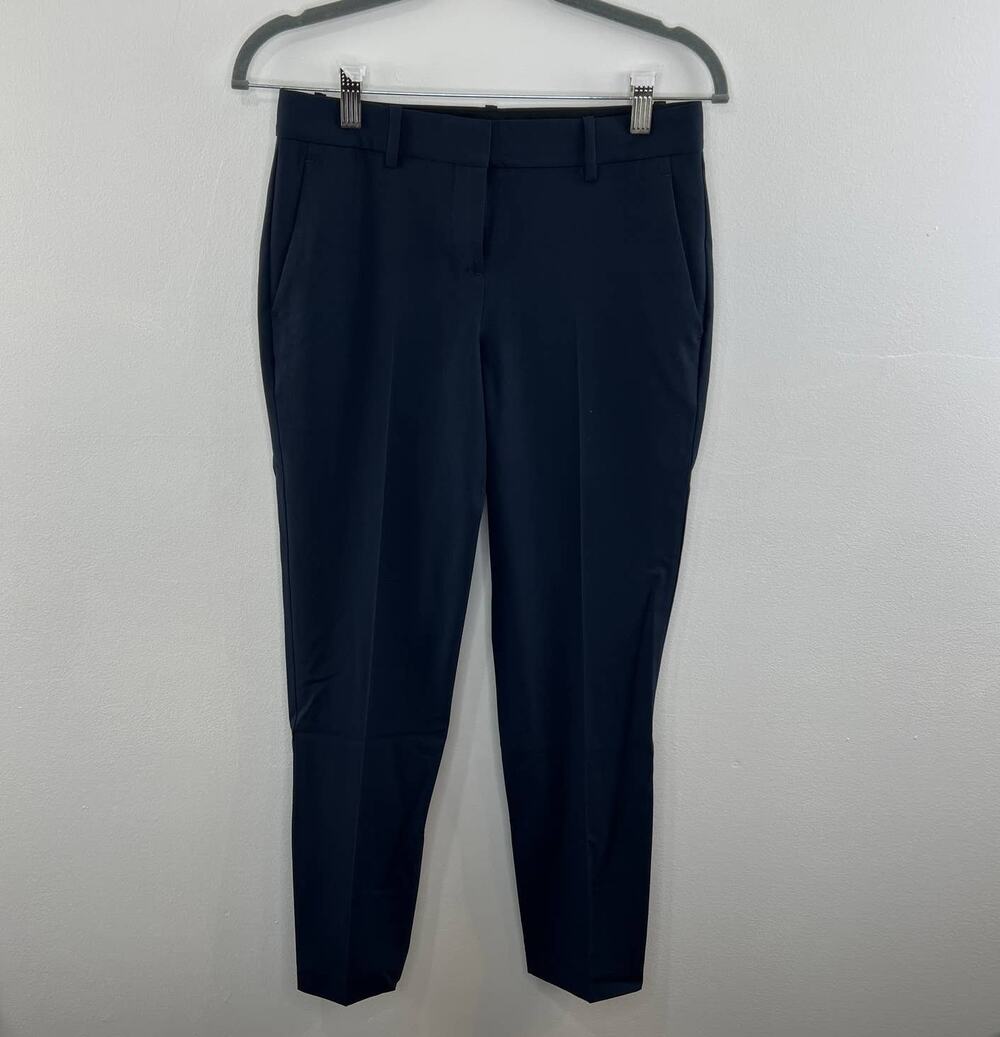 THEORY Navy Blue Trouser Dress Pants Pleated Skinny Leg Pockets Career Size 0